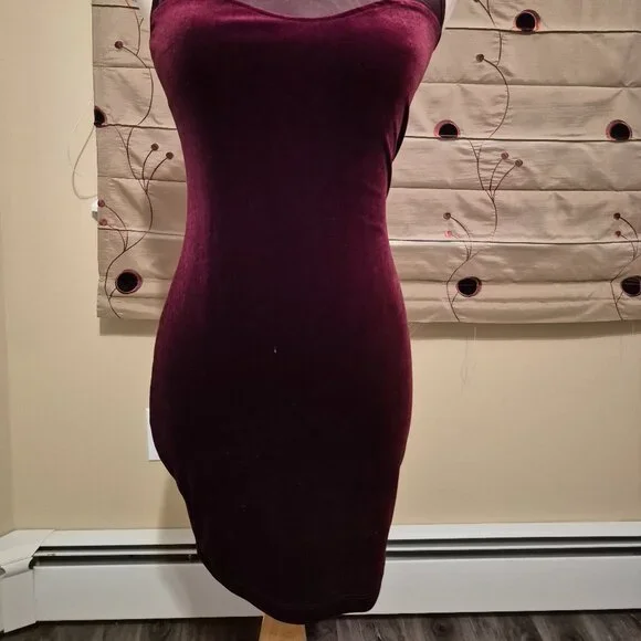 Velvet Burgundy Dress - Picture 2 of 4